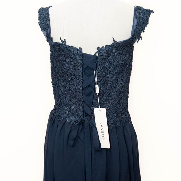 Lavetir Navy Blue Formal Ball Prom Bridesmaid Gown Dress Size 14 - Picture 5 of 15